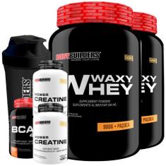 Kit 2x Waxy Whey Protein 900g + 2x Power Creatina 100g + BCAA 4,5 100g