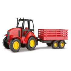 Trator Infantil Com Carreta - Agromak - 40cm - Silmar, Vermelho
