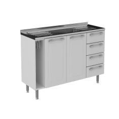 Balcão para Cozinha Itatiaia Diamante 4 Gavetas, 2 Portas e Pia Inox 120cm