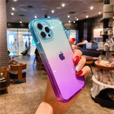 Capa de telefone à prova de choque transparente gradiente para iphone 11 13 12 pro max xs max xr x 8 7 plus 13 12 pro 11 capa traseira transparente para iphone 12 mini