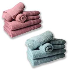 Jogo De Toalhas 4 Banhos 4 Rostos 4 Grande Grossa Rosê Verde