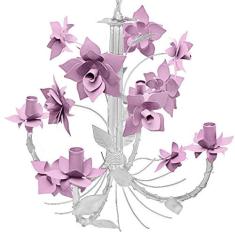Lustre De Ferro Sala de Jantar Moderna Flores com 4 Braços Rustico