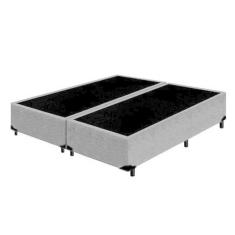 Base Box Blindado Queen Bipartido Homequeen Suede Cinza 40x158x198