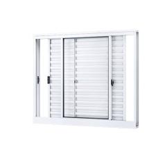 Janela de Alumínio Veneziana de  Correr Lateral 3 Folhas Móveis 100x150cm Riobras Branco