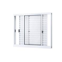 Janela de Alumínio Veneziana de  Correr Lateral 3 Folhas Móveis 100x120cm Riobras Branco