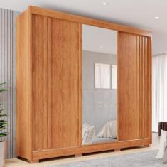 Guarda-roupa Casal com Espelho 3 Portas 4 Gavetas Atenas Cinamomo