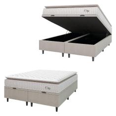Cama Box Colchão Baú Casal Queen Molas Ensacadas City Pillow Top 158x64cm Branco/bege Hellen Branco/bg