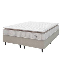 Cama Box Colchão Casal Queen Molas Ensacadas City Pillow Top 158x61cm Branco/bege Hellen Branco/bg