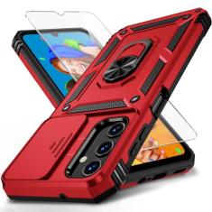 Vinve Capa para Samsung Galaxy A25 5G com capa de lente deslizante, protetor de tela HD, proteção contra quedas de nível militar, suporte de anel giratório magnético, capa para celular para Samsung