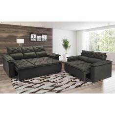 Conjunto de Sofá 3 e 2 Lugares Retrátil e Reclinável Cama inBox Compac