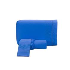 Jogo Lençol 3 Peças Cama Viúva Percal 200 Fios Bordado ul - Miguel Enx