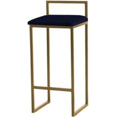 Banqueta Pietra Base Dourada - 82cm X 37cm - Trendy