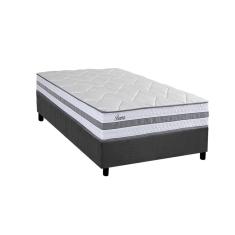 Conjunto Box Solteiro: Colchão Molas Herval Ensacadas Parma + Base crc Suede Gray (88x188)
