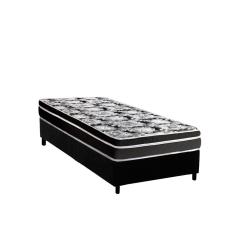 Cama Box Solteiro: Colchão Espuma Luckspuma D45 Gran Luck Black Pró Saúde + Base CRC Suede Black(88x188)