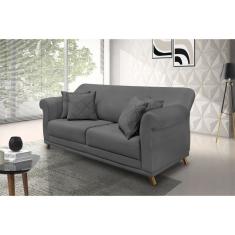 Sofá 3 Lugares 220cm Suede Arras Spezzia Decor Cinza