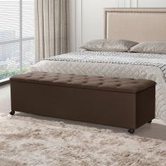 Recamier Baú Com Rodízios Cancun 1,50m Veludo Marrom - Marrom