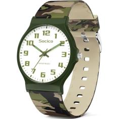 SOCICO Relógio analógico infantil para meninos e meninas, impermeável, com pulseira macia, relógio de pulso com tempo de aprendizagem, fácil de ler, para crianças de 3 a 12 anos