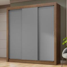 Guarda-roupa Casal 3 Portas De Correr Rustic/cinza Nobre Madesa Rustic/cinza