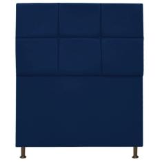 Cabeceira Estofada Damares Solteiro Botonê Suede Azul Marinh