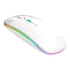 Mouse Sem Fio Wireless Recarregável RGB Gamer 1600dpi (Branco)