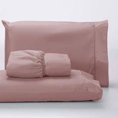 Jogo Lençol 400 Fios Ponto Palito Cama Solteiro 2pçs Poliéster - Rose