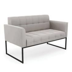 Sofá Namoradeira Elisa Veludo Base Metálica Industrial Preto - D`rossi Cor Cinza