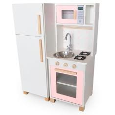 Kit Mini Cozinha Infantil com Geladeira - Rosa Bebe