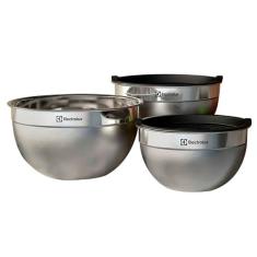 Conjunto de Bowls Inox Com Tampa Plástica Electrolux 3 Peças