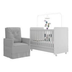 Berço Americano 3x1 Colchão Poltrona Mp4089 Branco/cinza