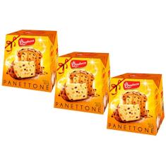 Kit 3 Mini Panettone Tradicional Frutas Natal Bauducco 80g