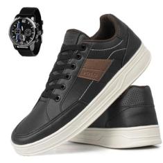 Tênis Masculino Kit Relogio Ponteiro Estilo Sapatenis Casual-Masculino