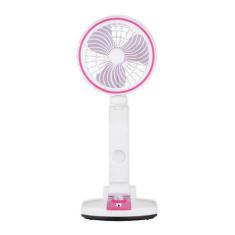 Ventilador Dobrável De Mesa Com Led Recarregável Via Usb Com Regulador