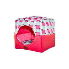 Cama para Cachorro Toca Quadrada em material sintético + Poliéster Ros