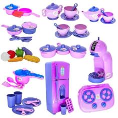 Super Kit Cozinha Infantil Eletro Legumes Café Geladeira 47P - Altimar