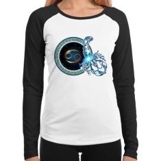 Baby Look Raglan Signo Câncer Astrologia Manga Longa - Foca na Moda, B