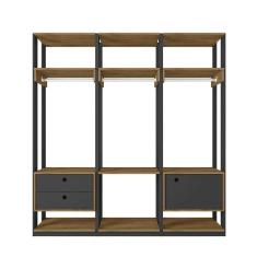 Guarda-Roupa Closet Modulado Titan 1 PT 2 GV Preto e Freijó