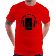 Camiseta Headphone Smartphone - Foca na Moda, Vermelho, M