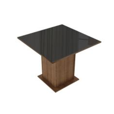 Mesa Quadrada Rustic Preto Tampo de Vidro Madesa 5363