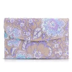 QTKJ Bolsas clutch para mulheres, pacote de envelope, bolsa de palha com flores bordadas de lantejoulas, bolsas de mão boêmias feitas à mão, Multicor, One Size
