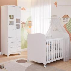 Quarto de Bebê Completo Berço Americano Uli Guarda Roupa Uli 2 Portas 