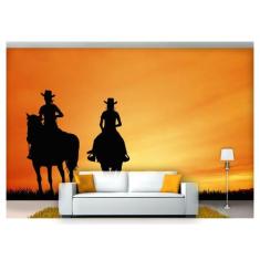 Papel De Parede Animais Cavalos Silhueta Sol Anm208 - Você Decora