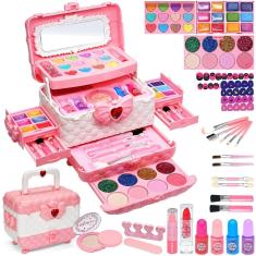 Kit de maquiagem ROKKES para meninas de 3 a 12 anos - 57 peças