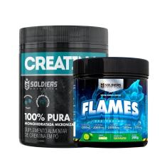 Kit: Creatina Monohidratada Pote 300g 100% Pura + Pré-Treino Flames 200g - Soldiers Nutrition-Unissex