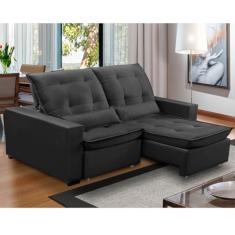 Sofa Retratil Reclinavel 2 Lugares 2,30m Atlantis Veludo Grafite LansofBR