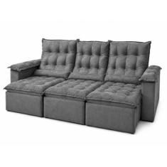 Sofá Retrátil e Reclinável Ipanema 2,10m em Tecido Veludão C/ 03 Módul