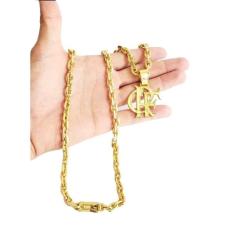 Cordão Banhado A Ouro 18K Cadeado 8Mm Pingente Flamengo Crf
