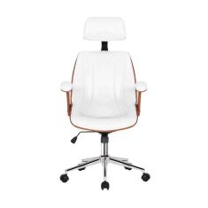 Cadeira Escritório Giratória Kopenhagen Presidente Fratini Móveis Branco/Marrom
