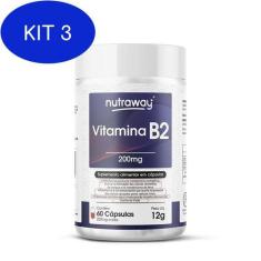 Kit 3 Vitamina B2 200Mg 60 Capsulas - Nutraway