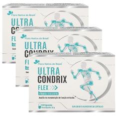KIT 3X Ultra Condrix Flex (Colágeno tipo 2, Curcumina, MSM, Ácido Hialurônico e Vitaminas) 60 cápsulas - Flora Nativa
