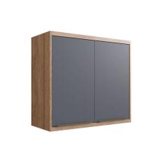 Armário Aéreo para Cozinha 80cm 2 Portas Viena Herval Louro Freijó/Grafitto